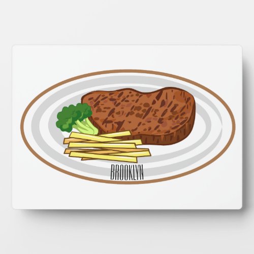 Steak cartoon illustration plaque