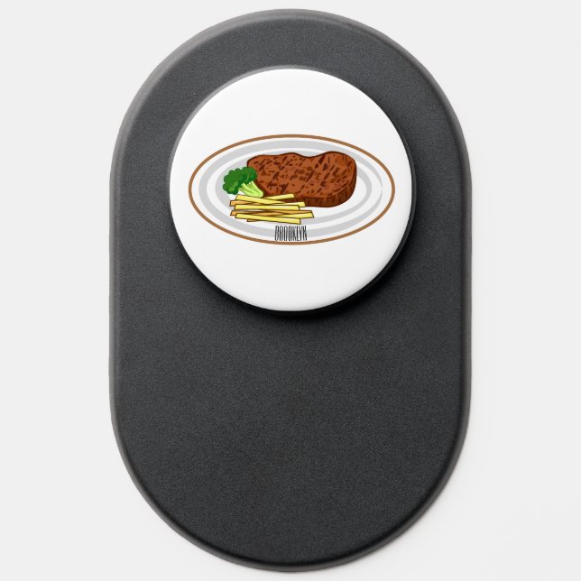 Steak cartoon illustration PopSocket (Popsocket)