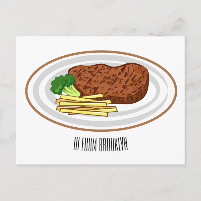 Steak cartoon illustration postcard (Front)
