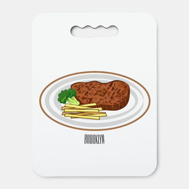 Steak cartoon illustration seat cushion (Front Vertical)