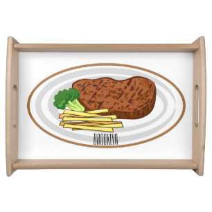 Steak cartoon illustration serving tray