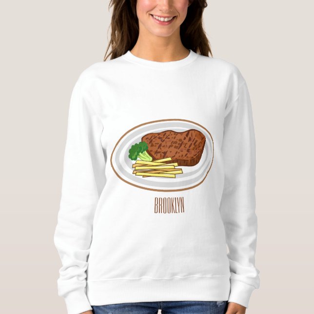 Steak cartoon illustration sweatshirt (Front)