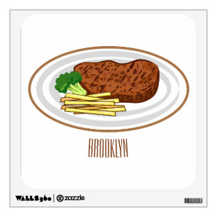 Steak cartoon illustration wall decal