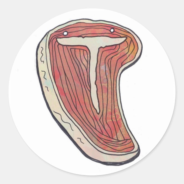 steak classic round sticker (Front)
