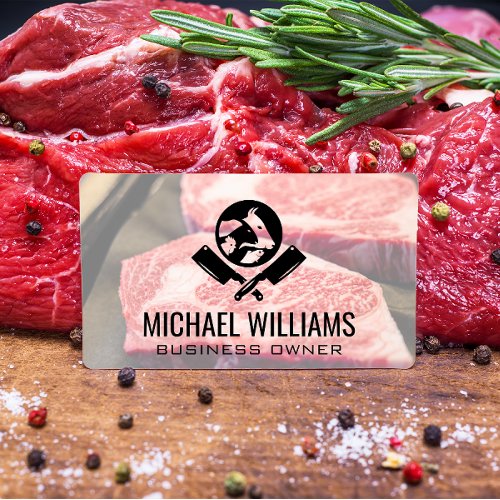 Steak Cuts  Butcher Knives Logo Business Card