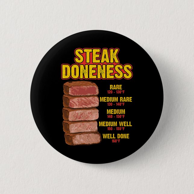 Steak Doneness Chart Table Guide Bbq Meat Chef Pit Button (Front)