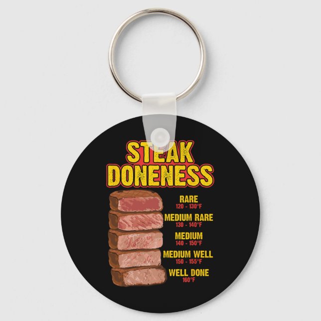 Steak Doneness Chart Table Guide Bbq Meat Chef Pit Keychain (Front)