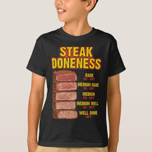 Steak Doneness Chart Table Guide Bbq Meat Chef Pit T-Shirt (Front)