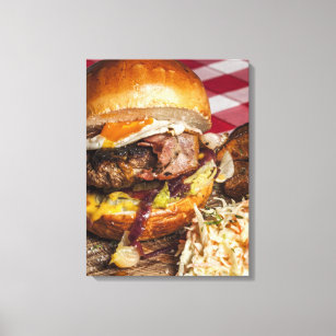 Steak egg burger coleslaw fast food diner canvas print