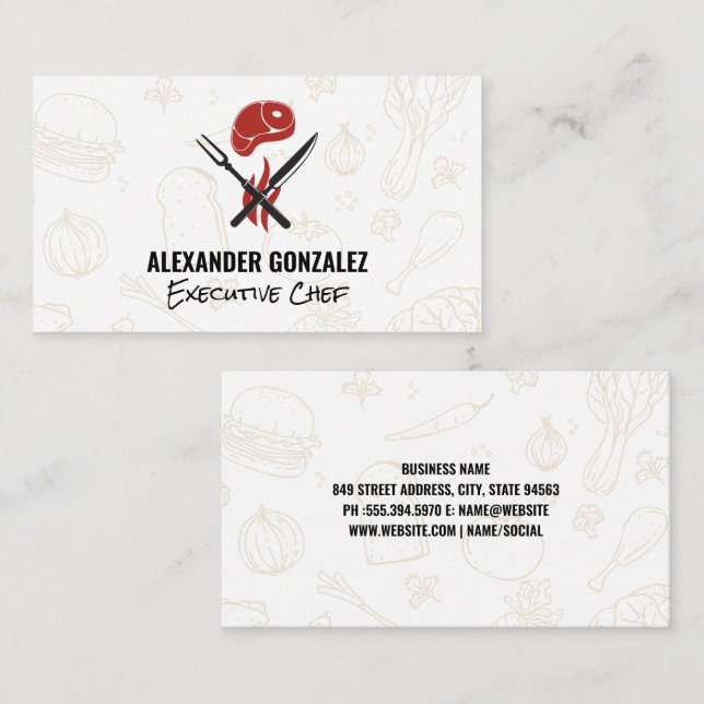 Steak | Food Icons Business Card (Front/Back)