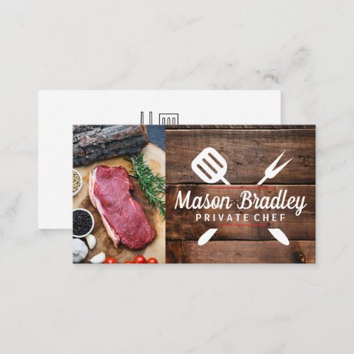 Steak Herbs and Spices  Wood Business Card