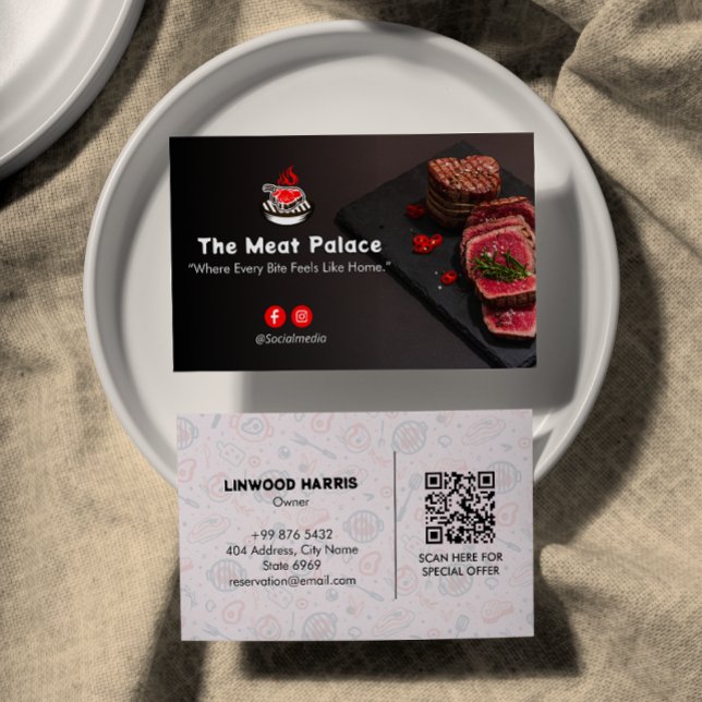 Steak House Business | Minimalist Elegant BBQ Card (Creator Uploaded)