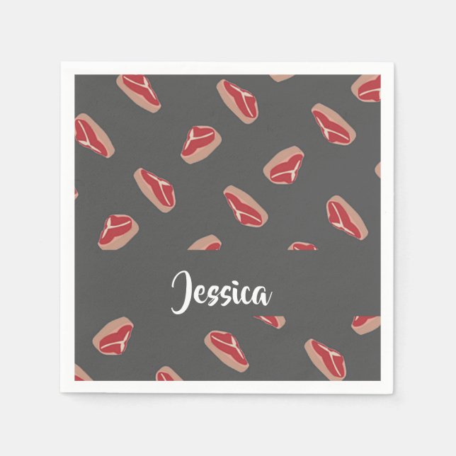 Steak meat pattern on gray napkins (Front)