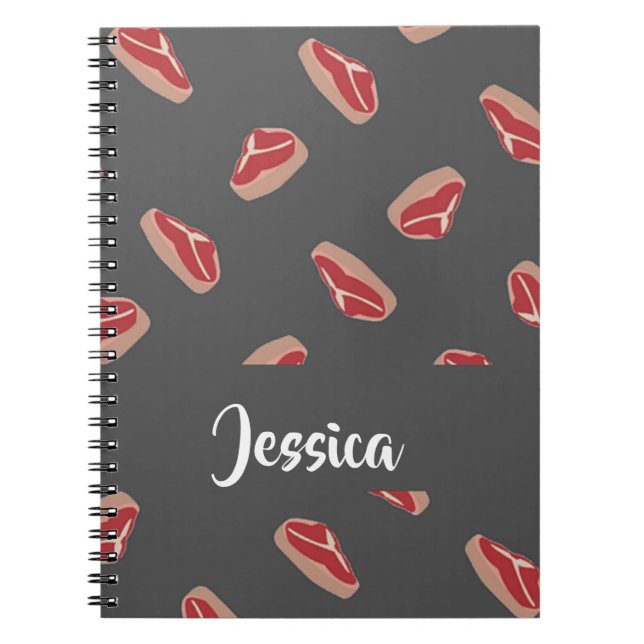 Steak meat pattern on gray notebook (Front)