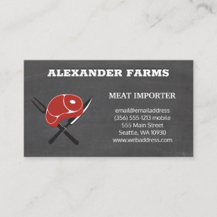 Steak Serving Utensils Chalkboard Business Card