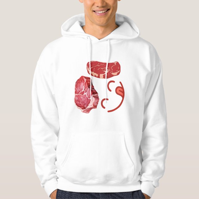 Steak Smiley Face Design for Meat Lovers | BBQ Gri Hoodie (Front)