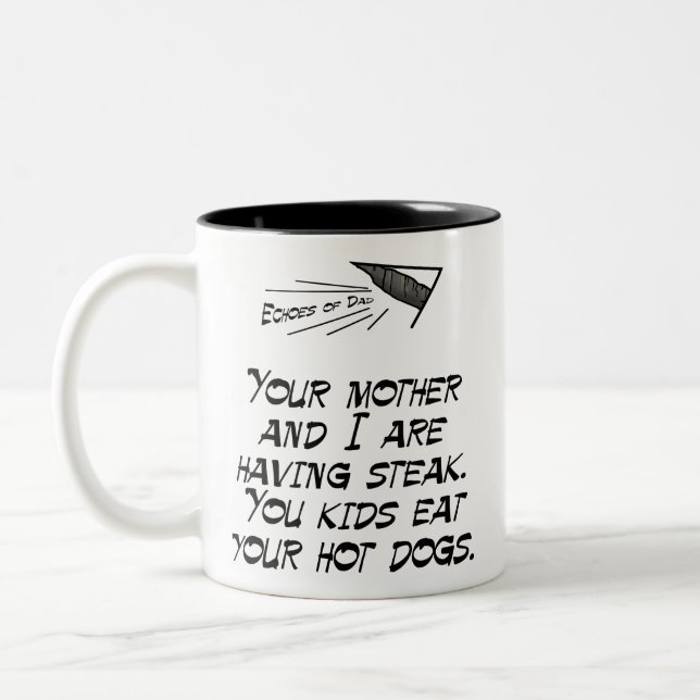 Steak vs. Hotdogs Two-Tone Coffee Mug (Left)