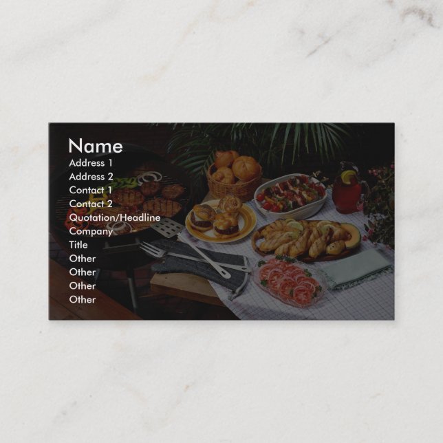 Steaks, burgers, chicken business card (Front)