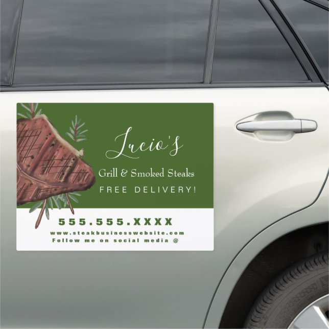 Steaks Grill Restaurant Delivery Business Car Magnet (In Situ)