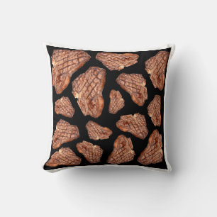 Steaks pattern throw pillow
