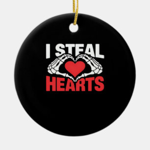 Steal Hearts Funny Valentine Skeleton Hands Style Ceramic Ornament