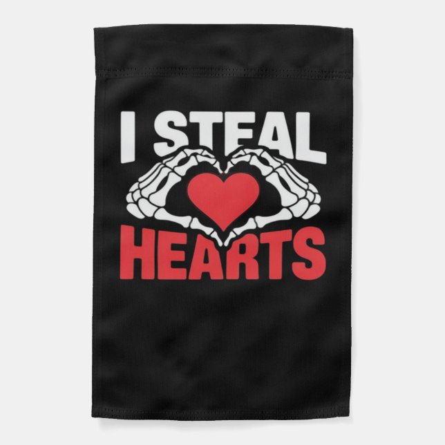 Steal Hearts Funny Valentine Skeleton Hands Style Garden Flag (Front)
