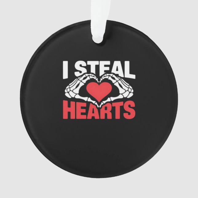 Steal Hearts Funny Valentine Skeleton Hands Style Ornament (Front)