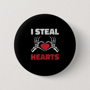 Steal Hearts Valentines Day Funny Skeleton Hand Button