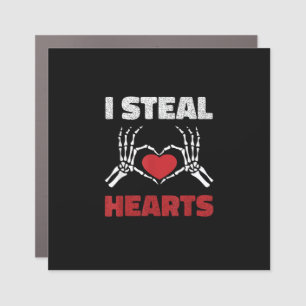 Steal Hearts Valentines Day Funny Skeleton Hand Car Magnet