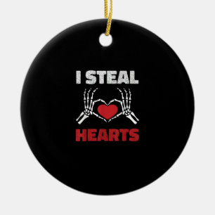 Steal Hearts Valentines Day Funny Skeleton Hand Ceramic Ornament