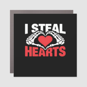 Steal Hearts Valentines Day Funny Skeleton Hand Cl Car Magnet