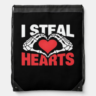 Steal Hearts Valentines Day Funny Skeleton Hand Cl Drawstring Bag