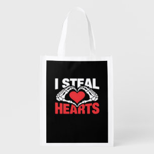 Steal Hearts Valentines Day Funny Skeleton Hand Cl Grocery Bag