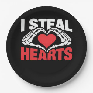 Steal Hearts Valentines Day Funny Skeleton Hand Cl Paper Plates