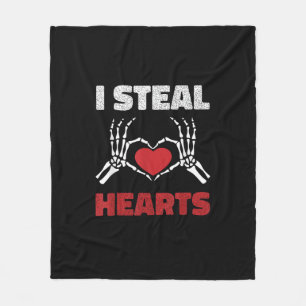 Steal Hearts Valentines Day Funny Skeleton Hand Fleece Blanket