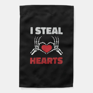 Steal Hearts Valentines Day Funny Skeleton Hand Garden Flag