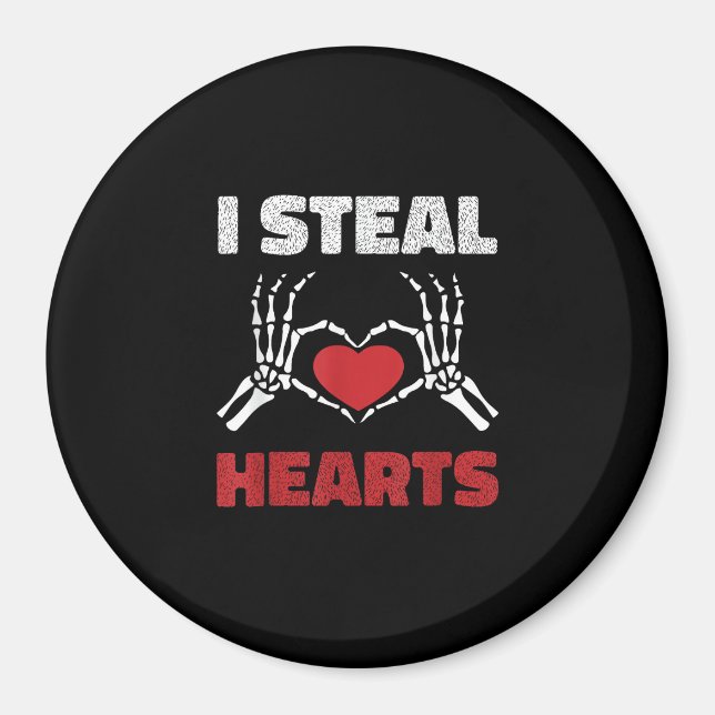Steal Hearts Valentines Day Funny Skeleton Hand Magnet (Front)