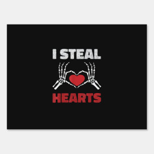 Steal Hearts Valentines Day Funny Skeleton Hand Sign