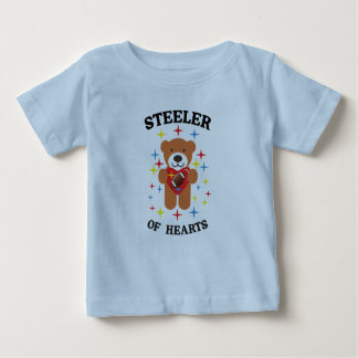 Stealer of Hearts Teddy Bear Football Baby T-Shirt