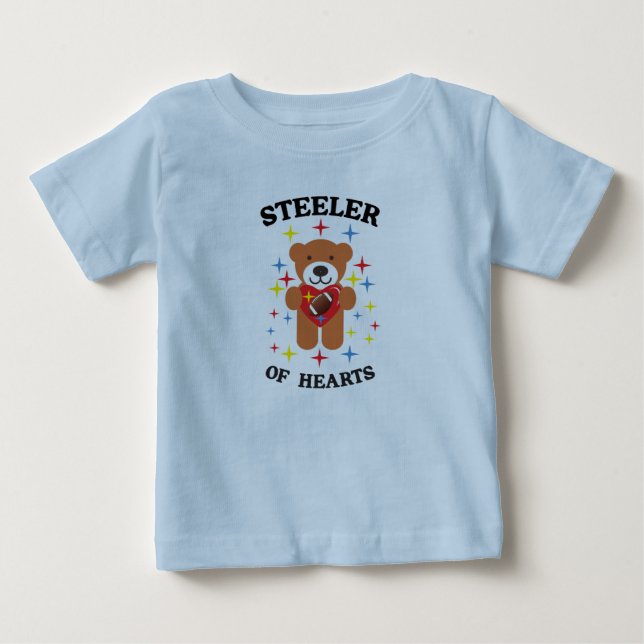 Stealer of Hearts Teddy Bear Football Baby T-Shirt (Front)