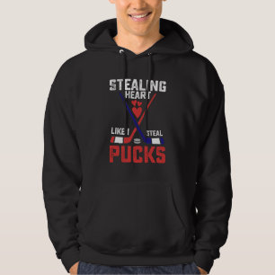 Stealing Heart Like I Steal Pucks Hockey Valentine Hoodie