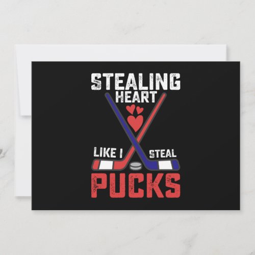 Stealing Heart Like I Steal Pucks Hockey Valentine Invitation