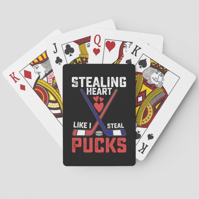 Stealing Heart Like I Steal Pucks Hockey Valentine Poker Cards (Back)