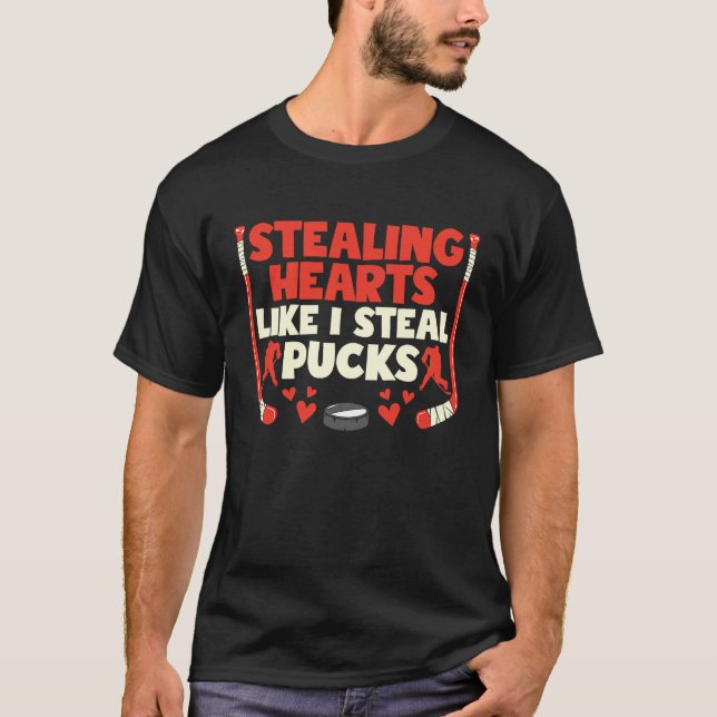 Stealing Heart Like I Steal Pucks Valentines Day H T-Shirt (Front)