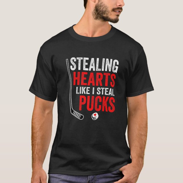 Stealing Heart Like I Steal Pucks Valentines Day H T-Shirt (Front)