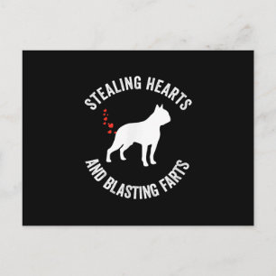 Stealing Hearts And Blasting Farts Boston Terrier Announcement Postcard