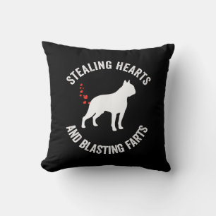 Stealing Hearts And Blasting Farts Boston Terrier Throw Pillow