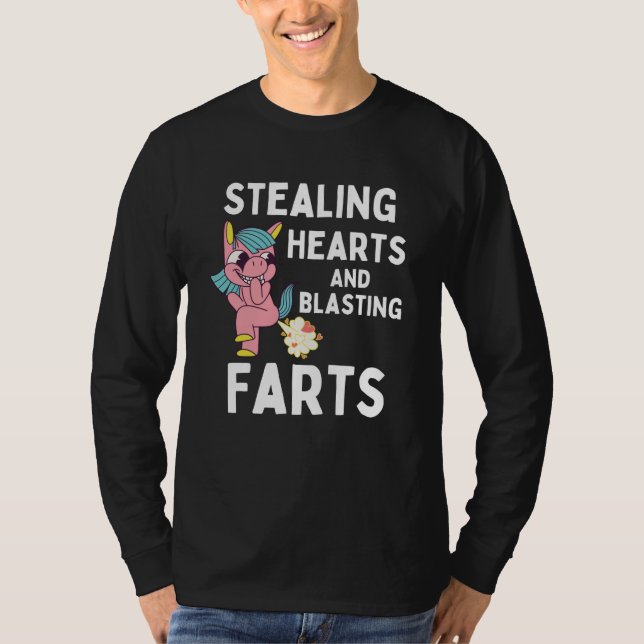 Stealing Hearts And Blasting Farts Kids Unicorn T-Shirt (Front)