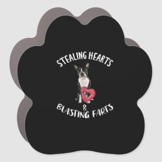Stealing Hearts Blasting Farts Boston Terrier Car Magnet