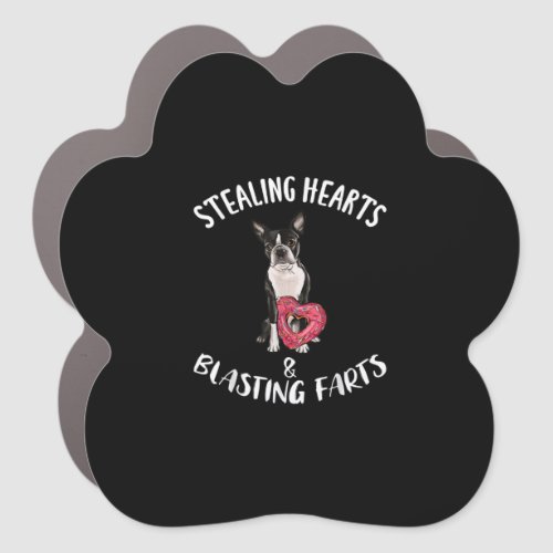 Stealing Hearts Blasting Farts Boston Terrier Car Magnet